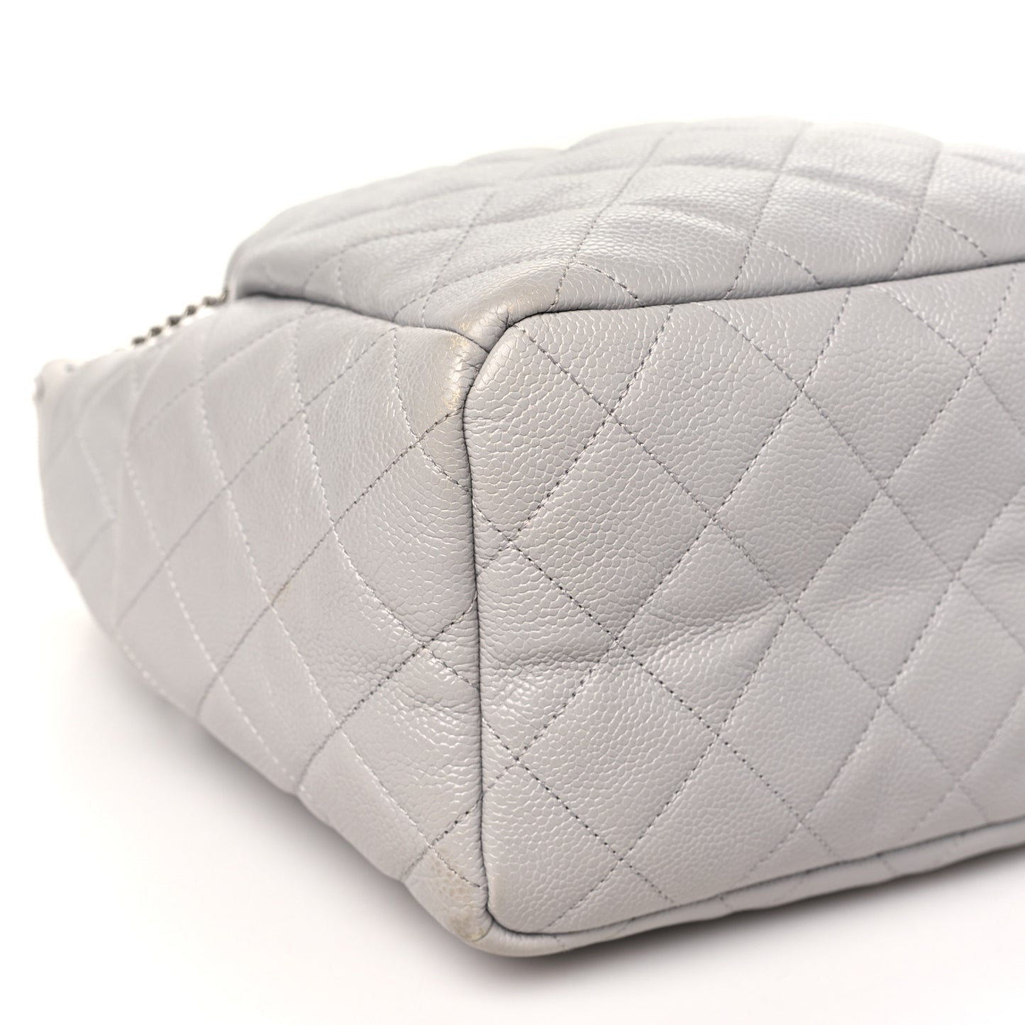 Caviar Quilted Small Chain Bucket Bag Light Gray