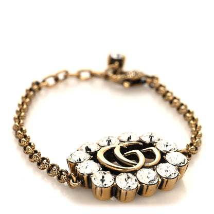 Gucci Metal Crystal Double G Bracelet Aged Gold 1 of 5