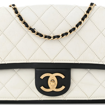 Chanel Calfskin Quilted Graphic Flap Bag Black White 8 of 10