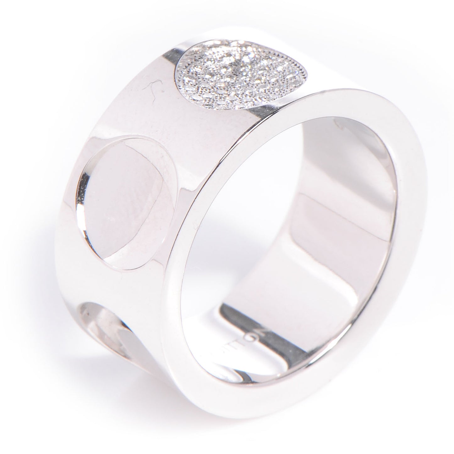 18K White Gold Diamonds Empreinte Large Ring 54