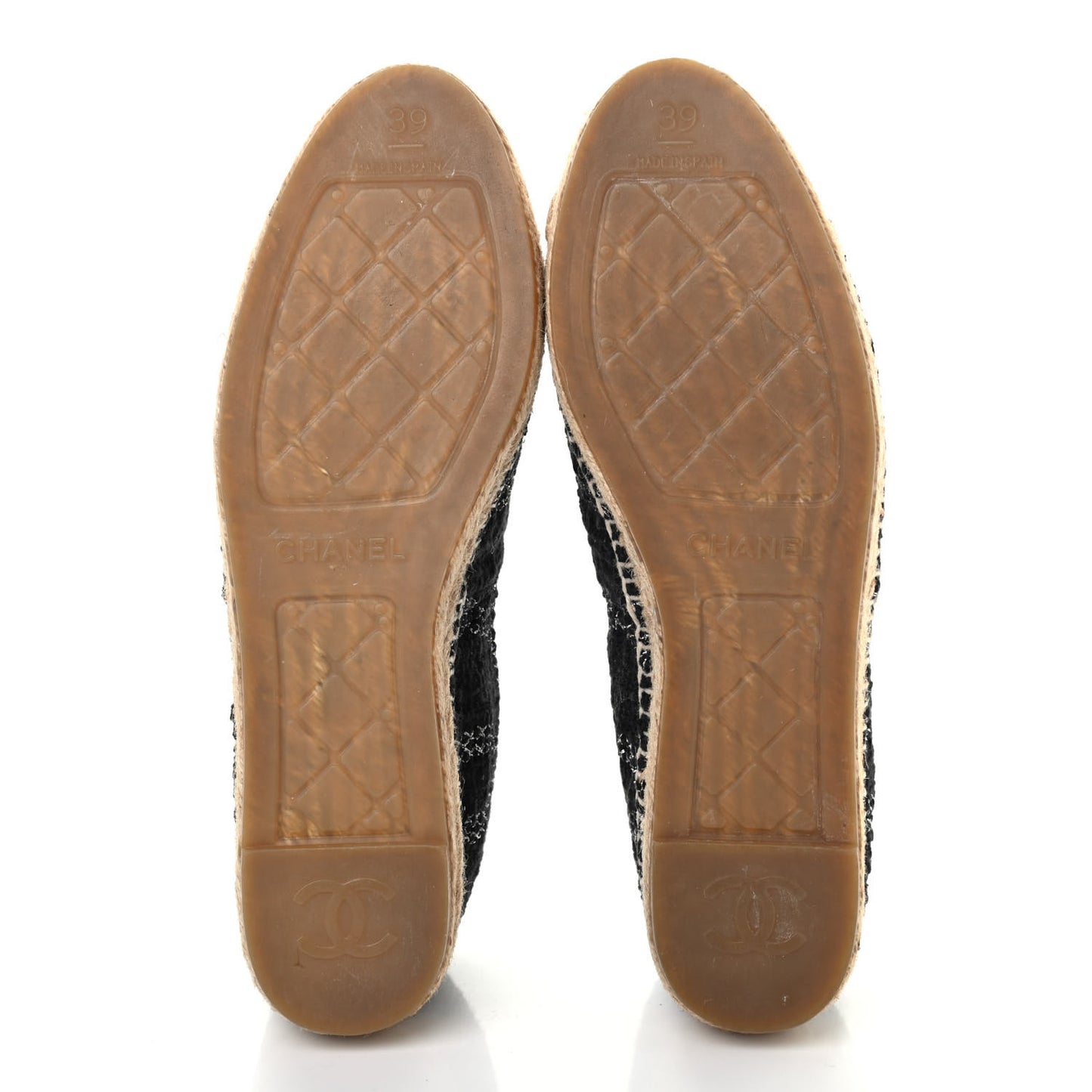 Metallic Tweed Lambskin CC Espadrilles 39 Black Silver