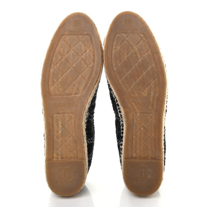 Chanel Metallic Tweed Lambskin CC Espadrilles 39 Black Silver 5 of 7