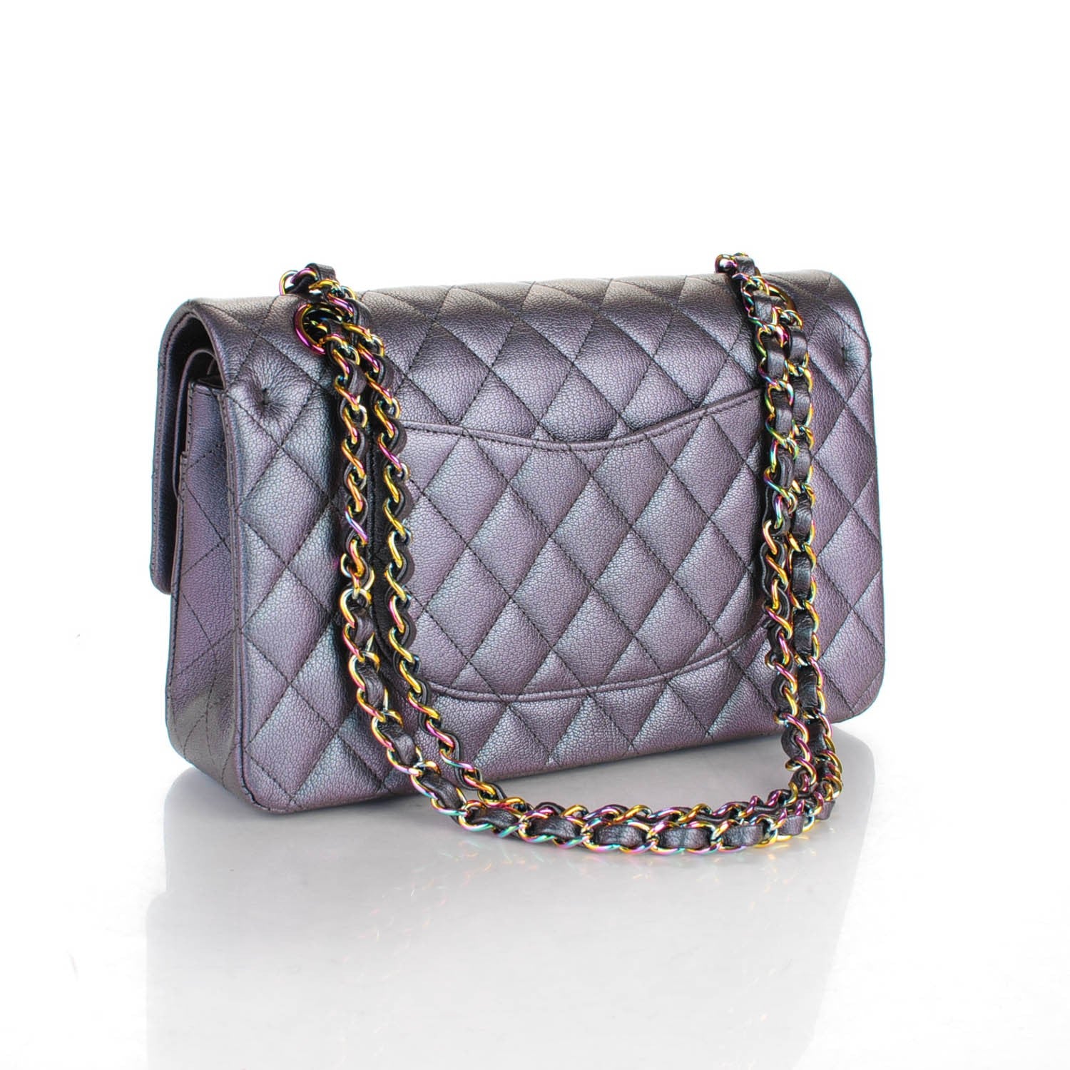 Chanel Iridescent Goatskin Quilted Medium Double Flap Purple 3 of 7