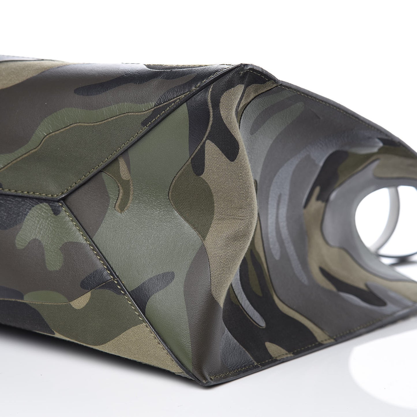 Nappa Canvas Camo Medium Rockstud Soft Tote Green