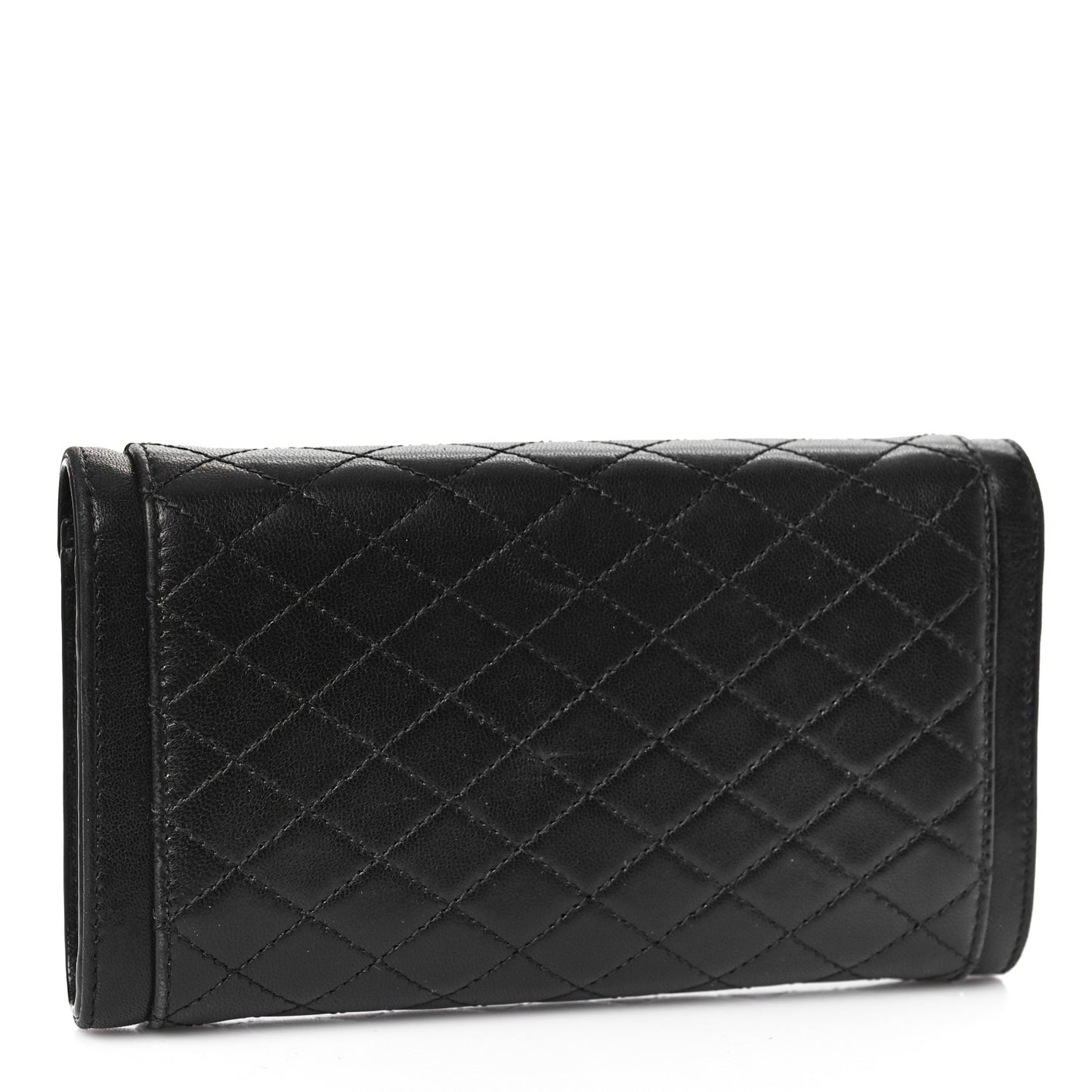 Lambskin Quilted Monogram Large Gabbie Flap Wallet Black
