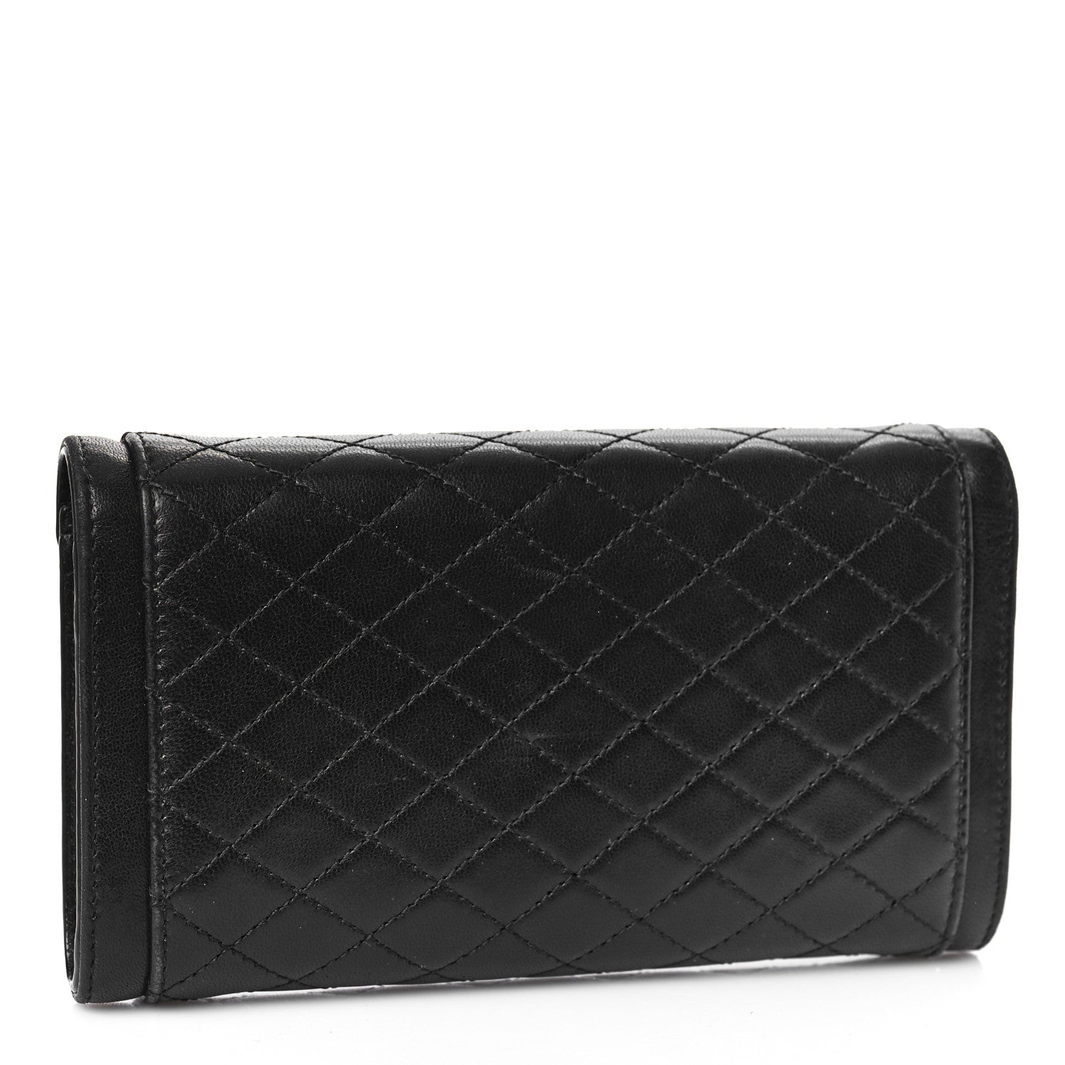 Saint Laurent Lambskin Quilted Monogram Large Gabbie Flap Wallet Black 3 of 10