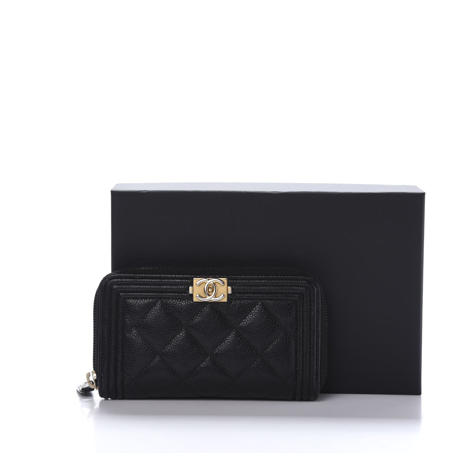 Chanel Caviar Quilted Small Boy Zip Around Wallet Black 11 of 11