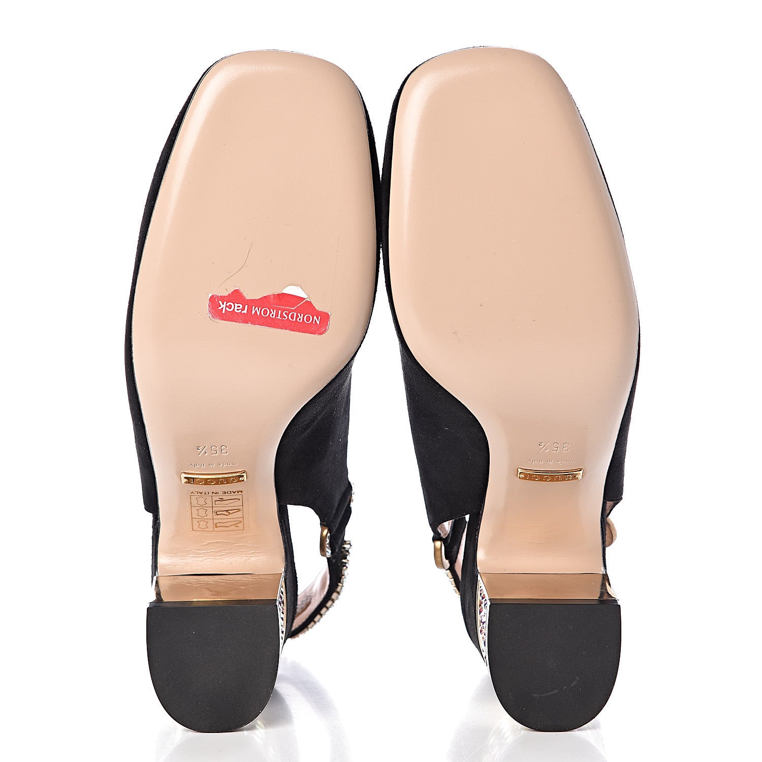 Gucci Kid Scamosciato Crystal Square G Madelyn Slingbacks 35.5 Black 8 of 10