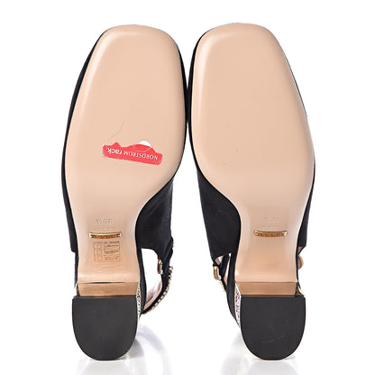Gucci Kid Scamosciato Crystal Square G Madelyn Slingbacks 35.5 Black 8 of 10