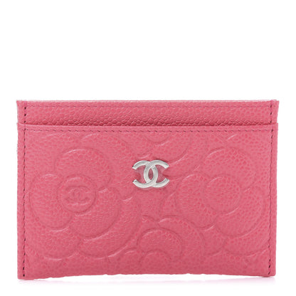 Chanel Caviar Camellia Embossed Card Holder Pink 1 of 11