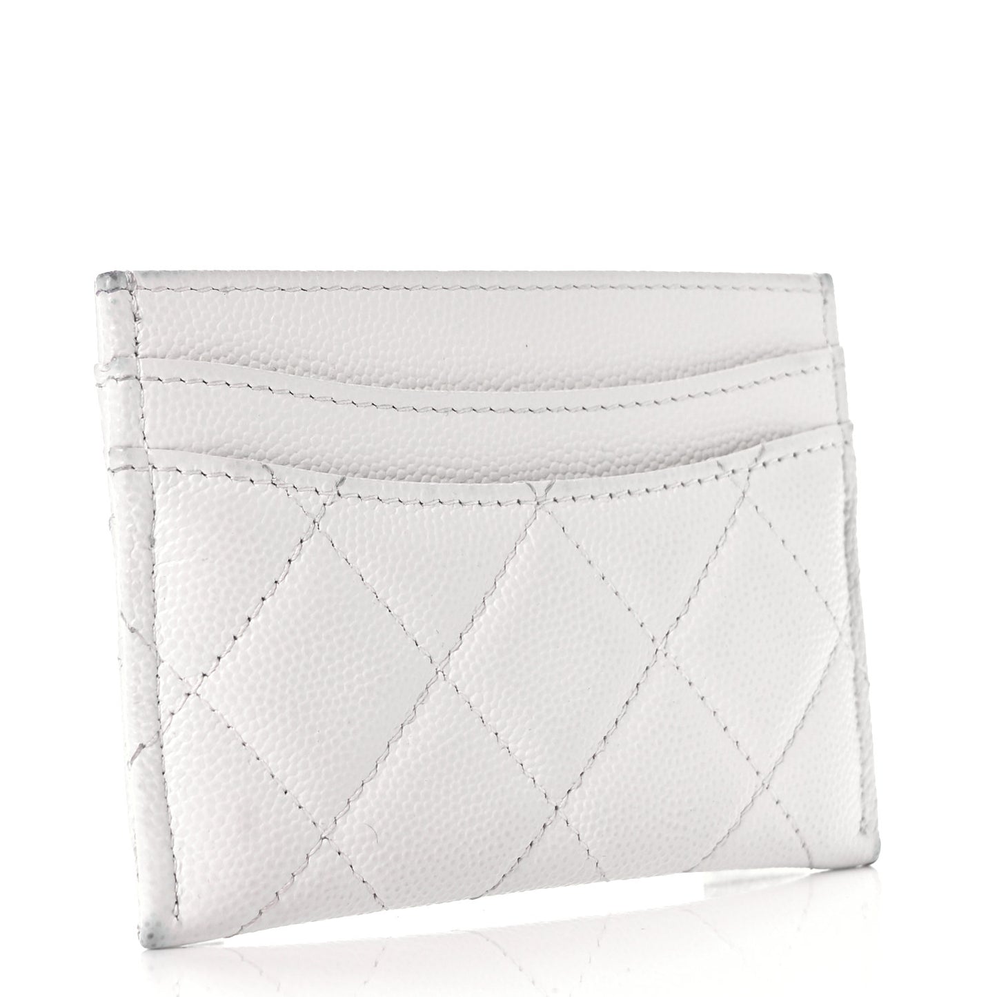 Caviar Quilted Card Holder White
