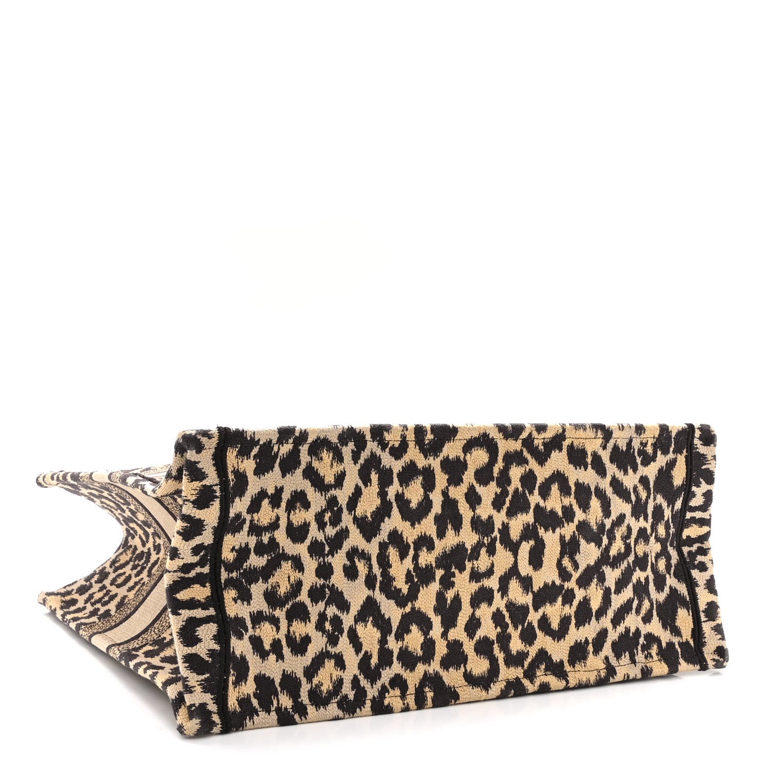 Christian Dior Canvas Mizza Embroidered Large Leopard Book Tote Beige 4 of 10