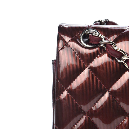 Chanel Striated Patent Quilted Jumbo Double Flap Burgundy 7 of 17