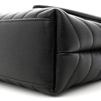 Saint Laurent Grain de Poudre Calfskin Y Quilted Monogram Small Loulou Chain Satchel Black 10 of 11