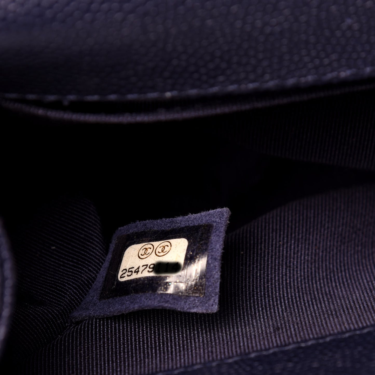 Caviar Quilted Small Boy Flap Navy
