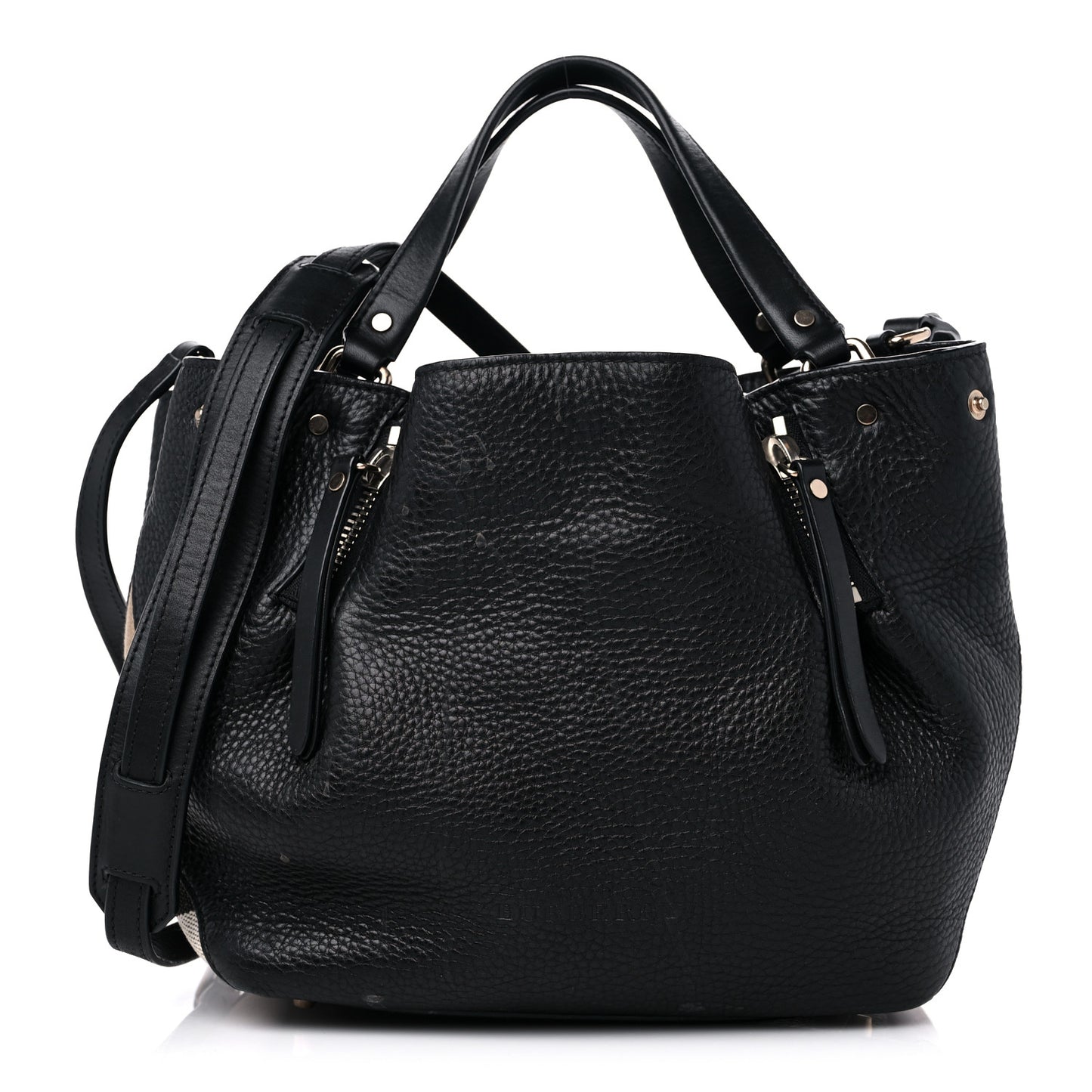 Grainy Calfskin House Check Small Maidstone Black
