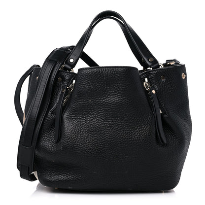 Burberry Grainy Calfskin House Check Small Maidstone Black 1 of 17