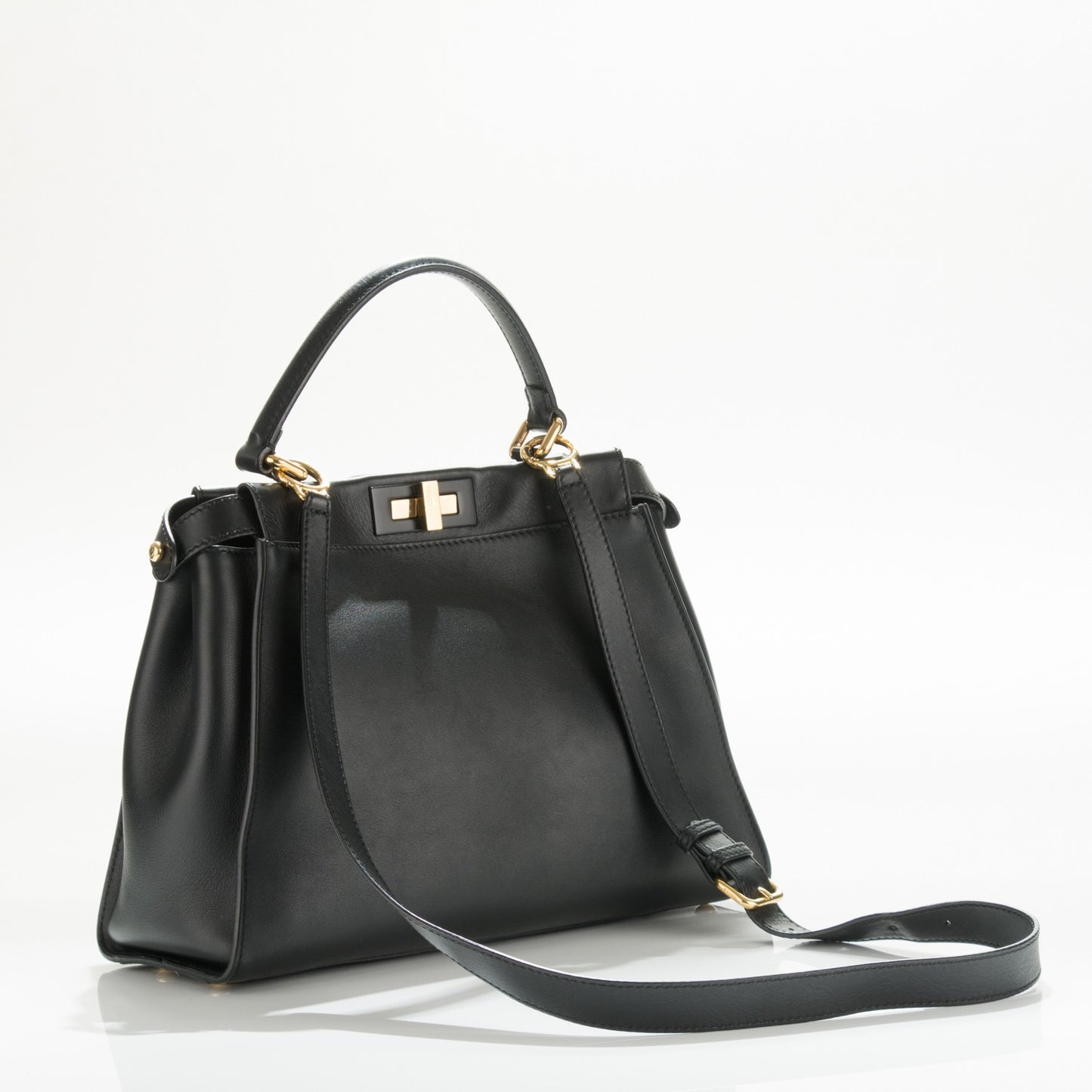 Vitello Seta Shiny Nappa Medium Peekaboo Iconic Satchel Black