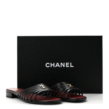Chanel Goatskin Caged CC Slide Sandals 35.5 Black 9 of 9