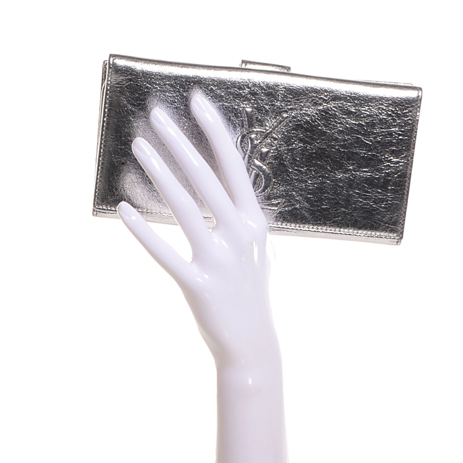 Saint Laurent Metallic Leather Belle de Jour Wallet Silver 2 of 7