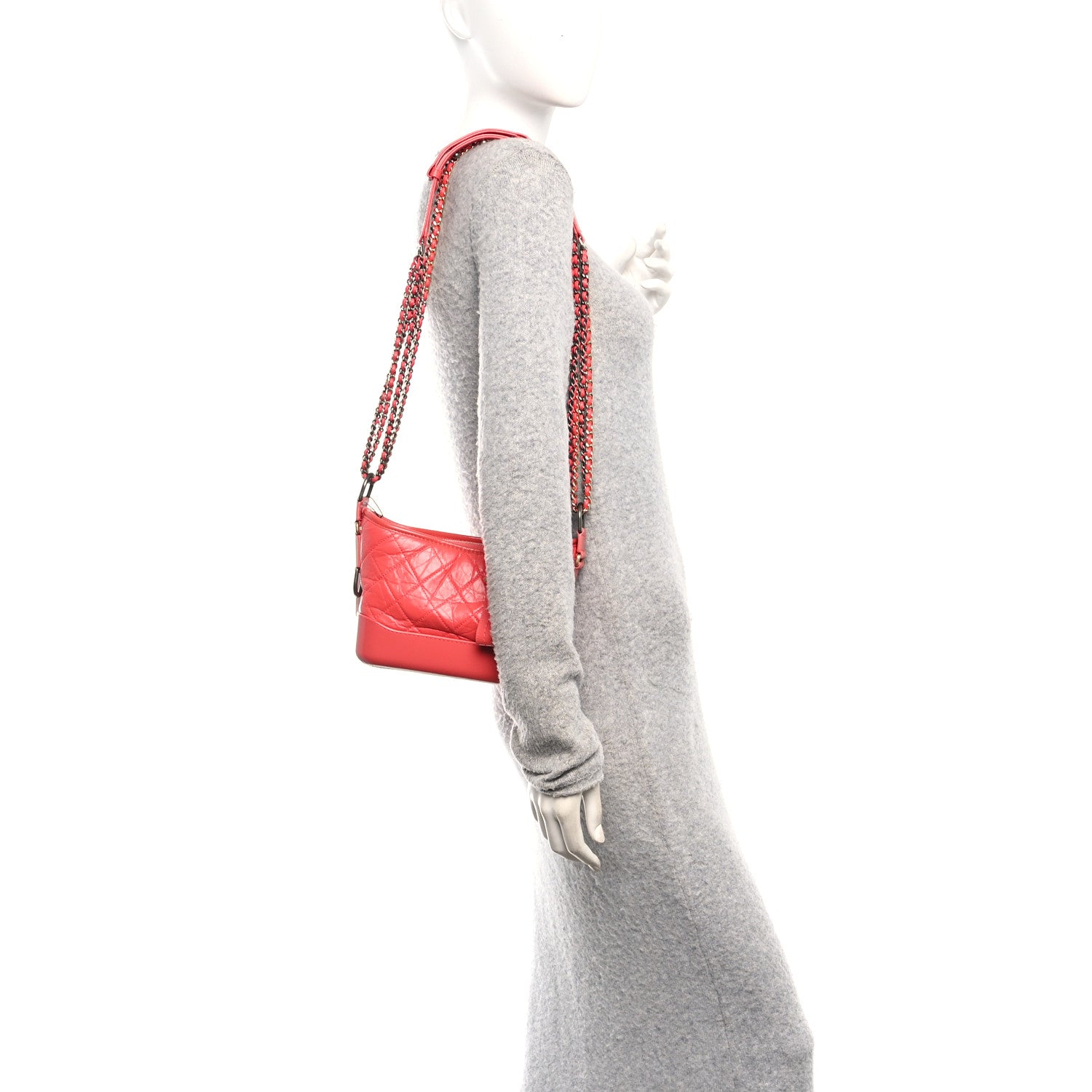 Chanel Aged Calfskin Quilted Small Gabrielle Hobo Coral 2 of 10