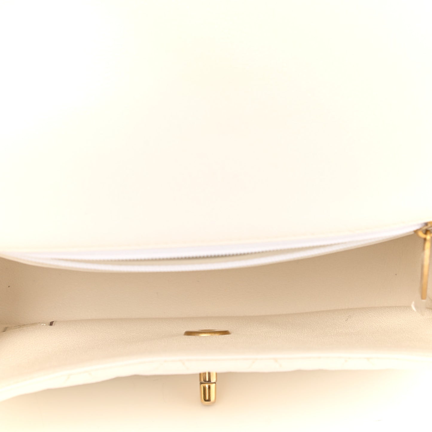 Caviar Quilted Mini Top Handle Rectangular Flap White