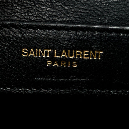 Saint Laurent Grain De Poudre Textured Mixed Matelasse Triquilt Medium Monogram Satchel Black 7 of 11