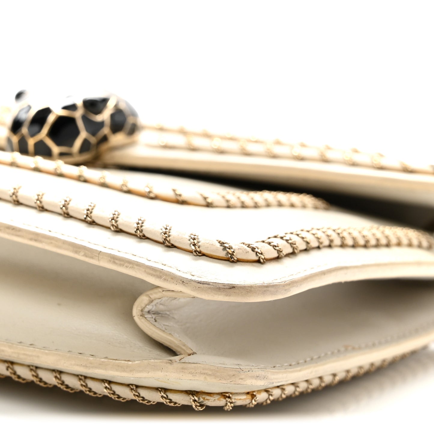 Calfskin Woven Chain Serpenti Forever Crossbody Bag White
