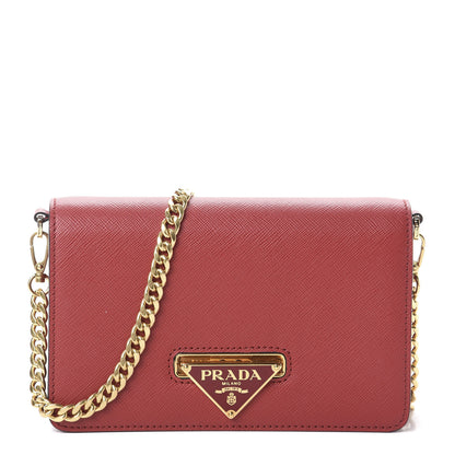 Prada Saffiano Chain Crossbody Bag Fuoco 1 of 8