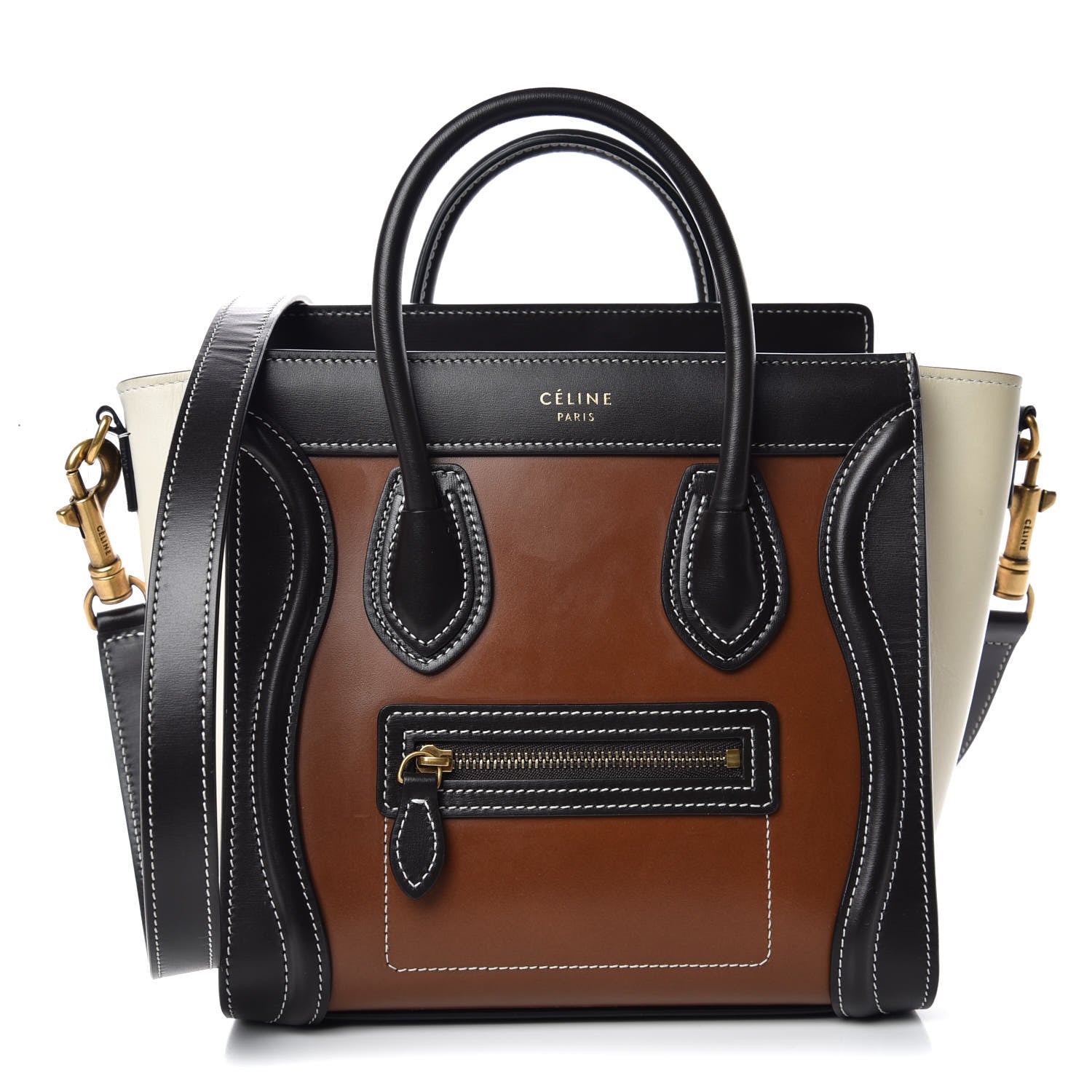 Celine Smooth Calfskin Nano Tri-Color Luggage Chestnut 1 of 11