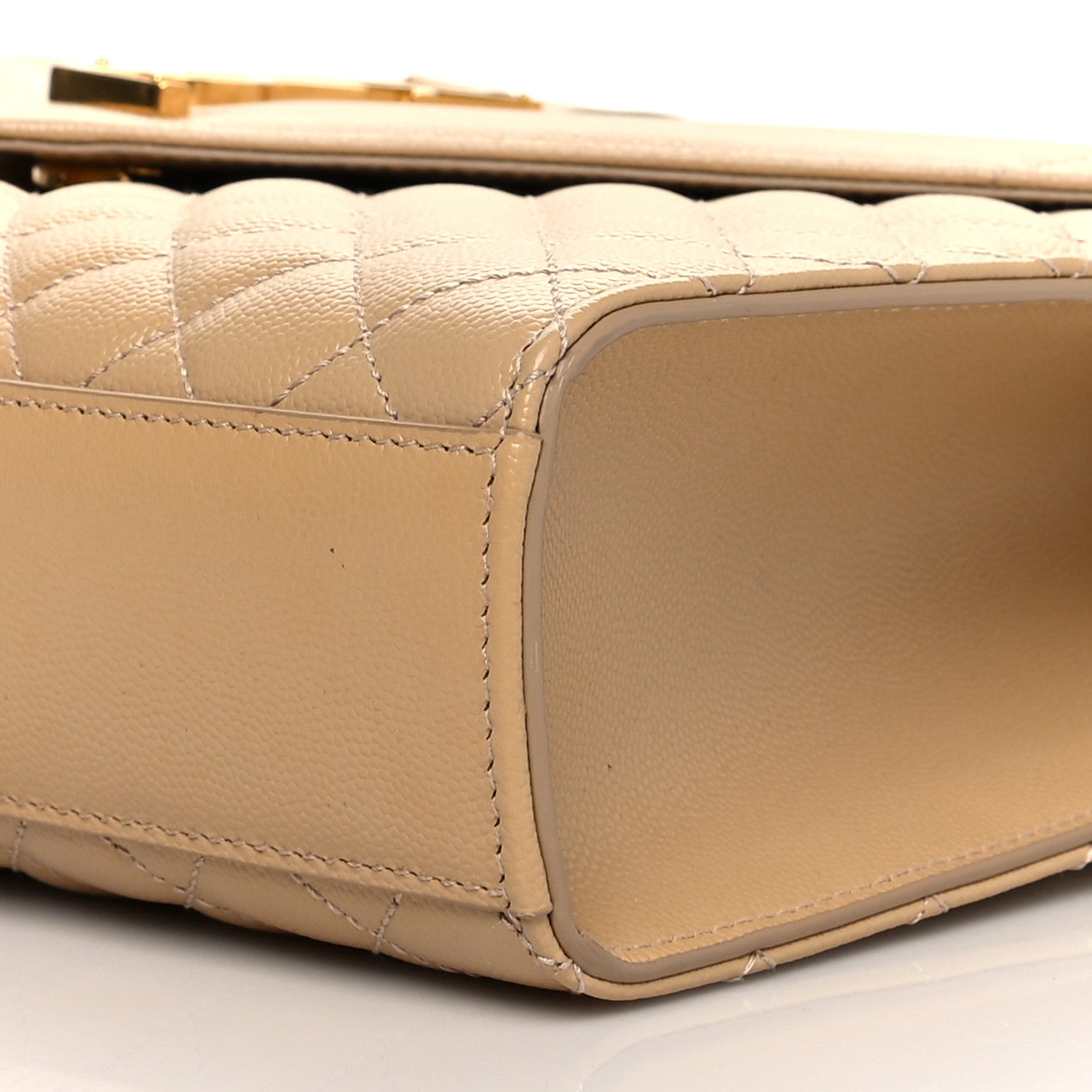 Saint Laurent Grain De Poudre Mixed Matelasse Large Triquilt Monogram Satchel Nude Powder 10 of 10