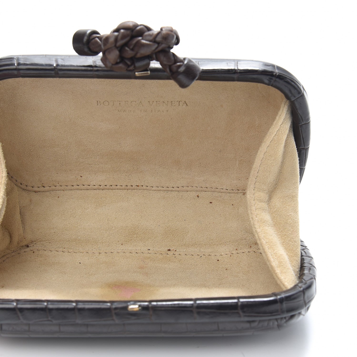 Bottega Veneta Crocodile Knot Clutch Brown 5 of 9