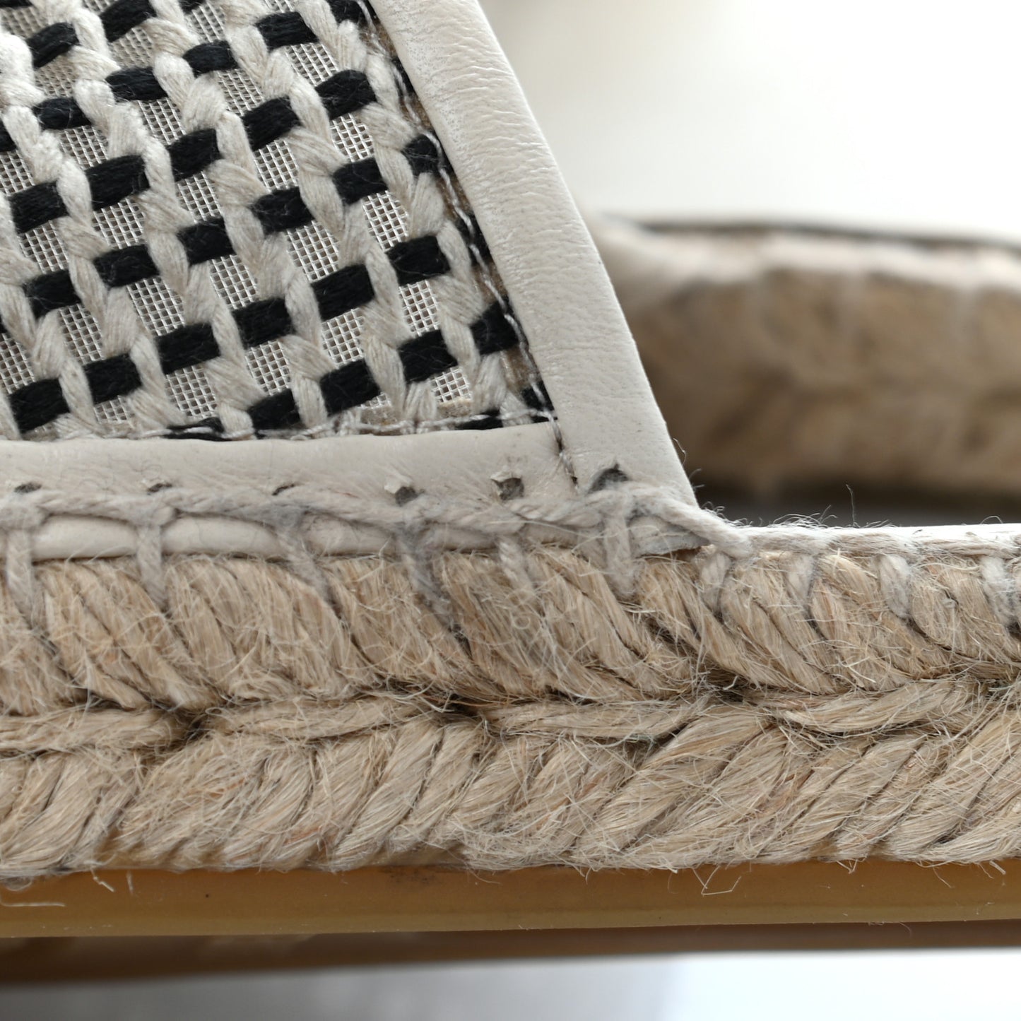 Mesh Grosgrain CC Espadrilles Mule 36 Beige Black