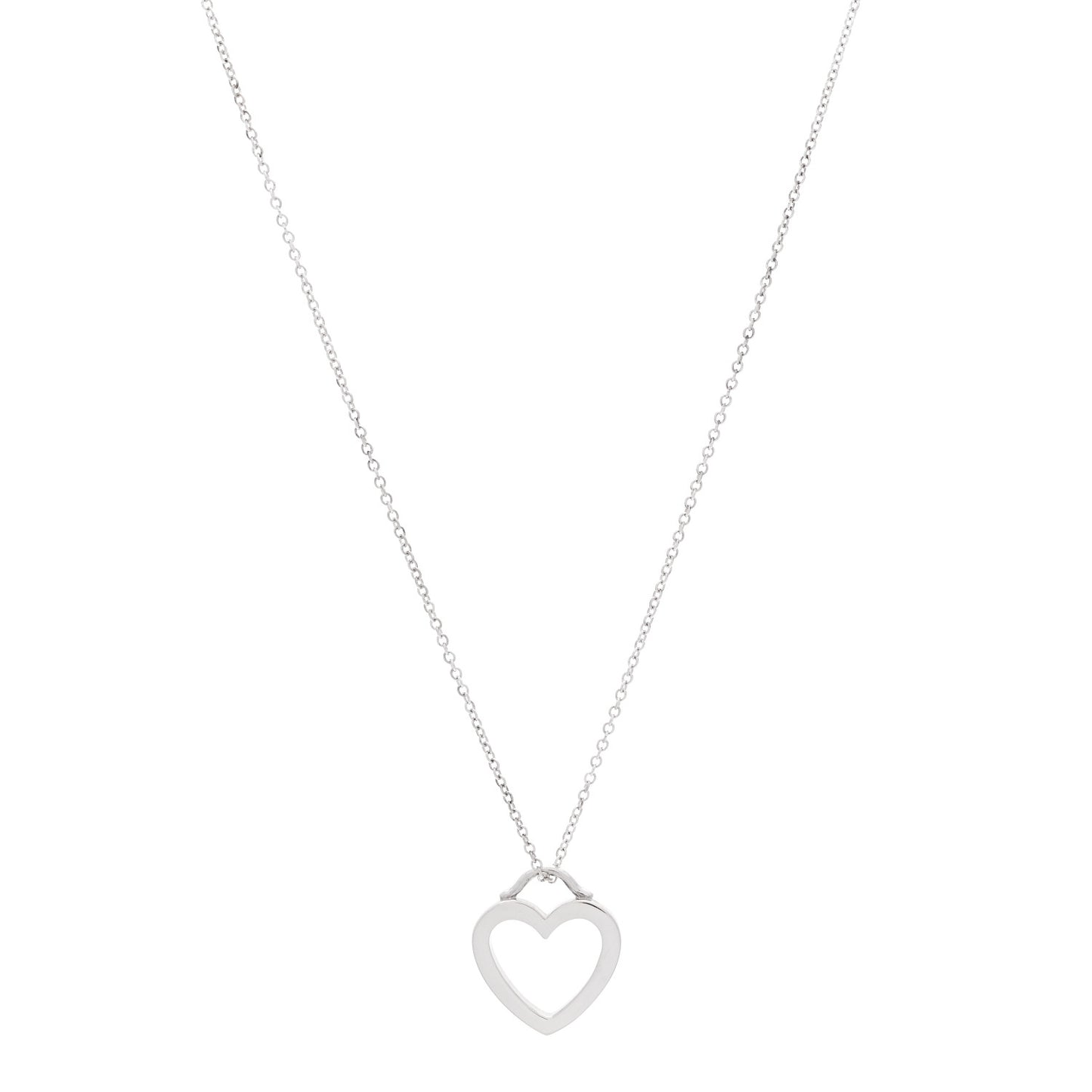 Sterling Silver Open Heart Pendant Necklace