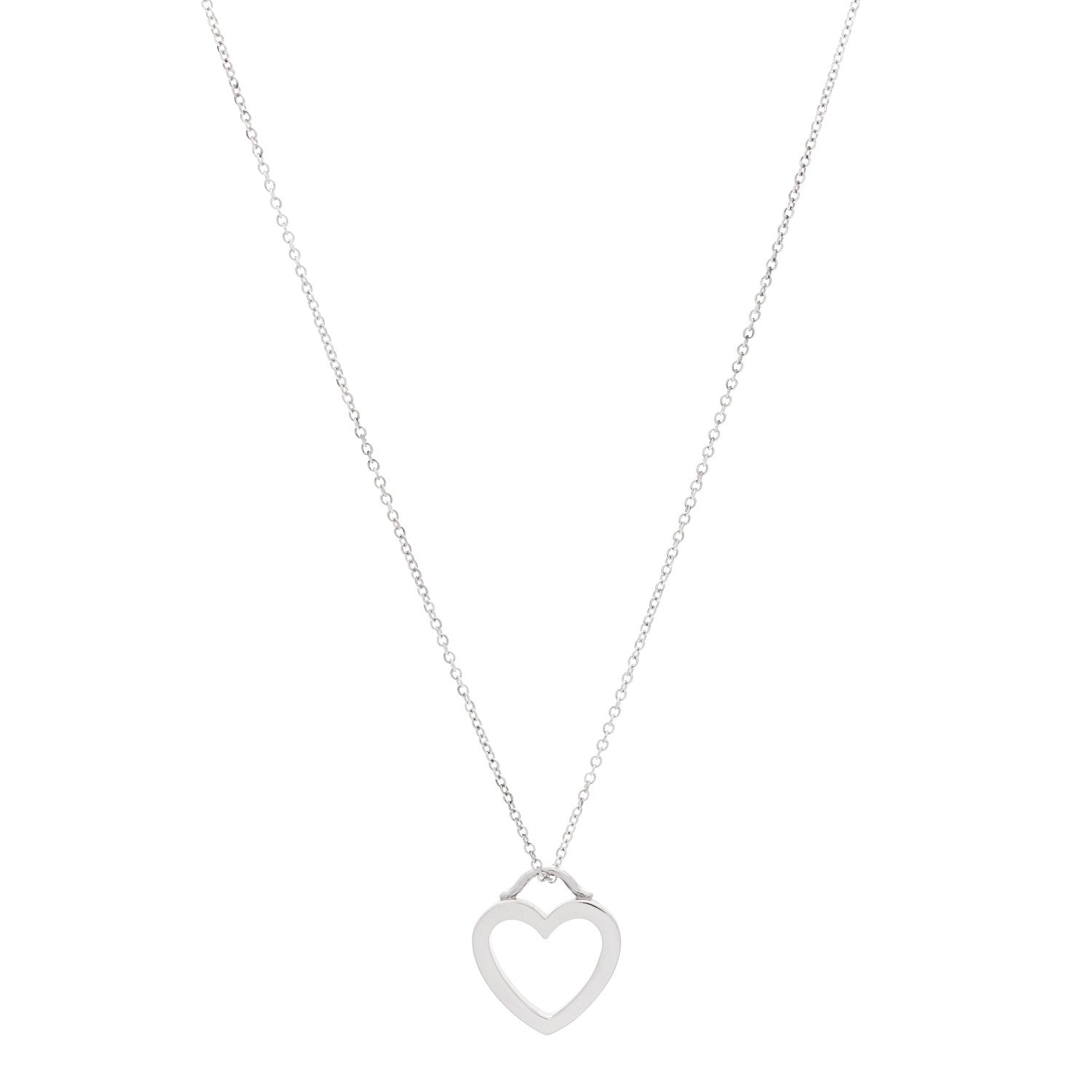 Tiffany Sterling Silver Open Heart Pendant Necklace 1 of 7