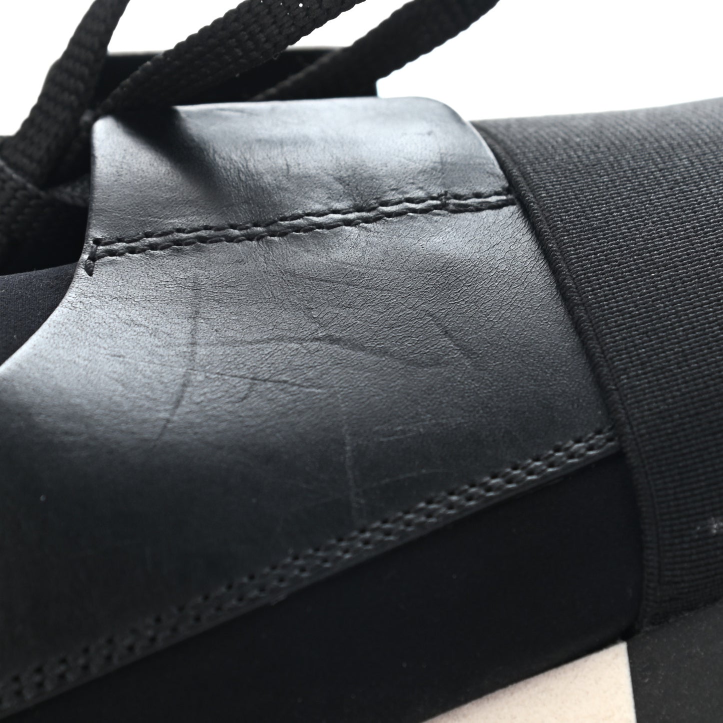 Mesh Calfskin Neoprene Suede Womens Race Runner Sneakers 40 Black