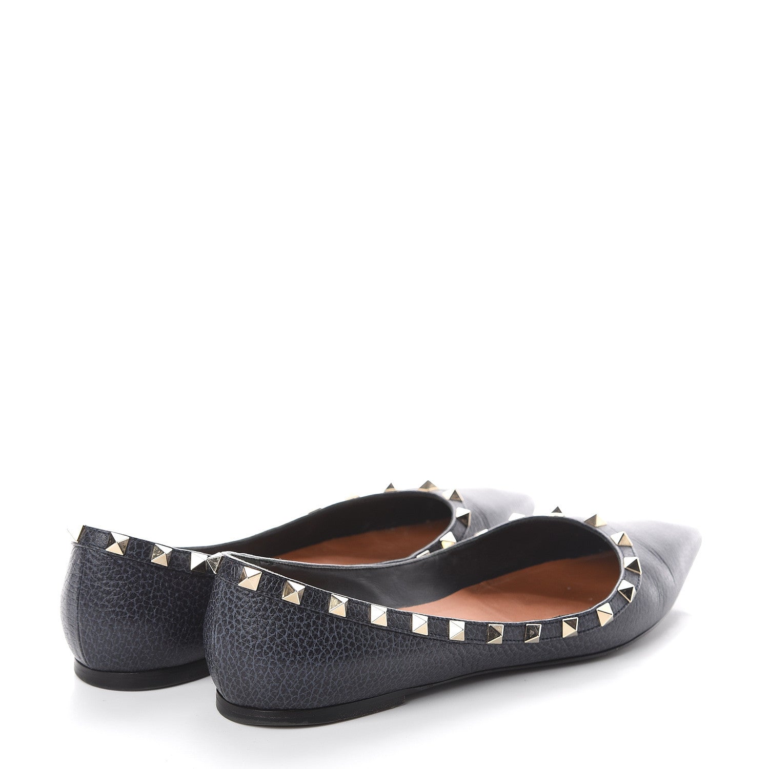 Valentino Garavani Pebbled Calfskin Rockstud Ballerina Flats 40 Deep Denim 4 of 7