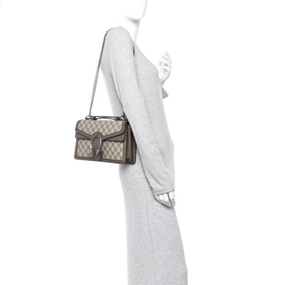 Gucci GG Supreme Monogram Textured Dollar Calfskin Top Handle Dionysus Shoulder Bag Beige Ebony New Acero 2 of 13