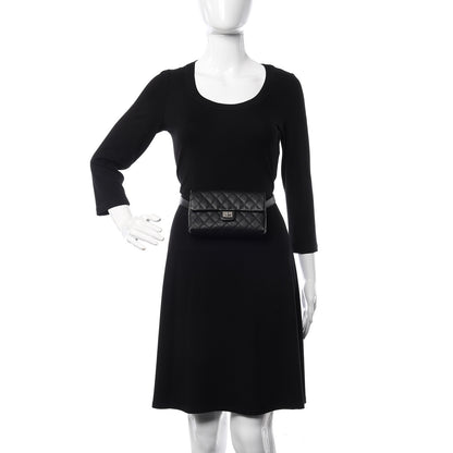 Chanel Grained Calfskin Quilted 2.55 Reissue Flap Belt Bag Clutch Black 2 of 10