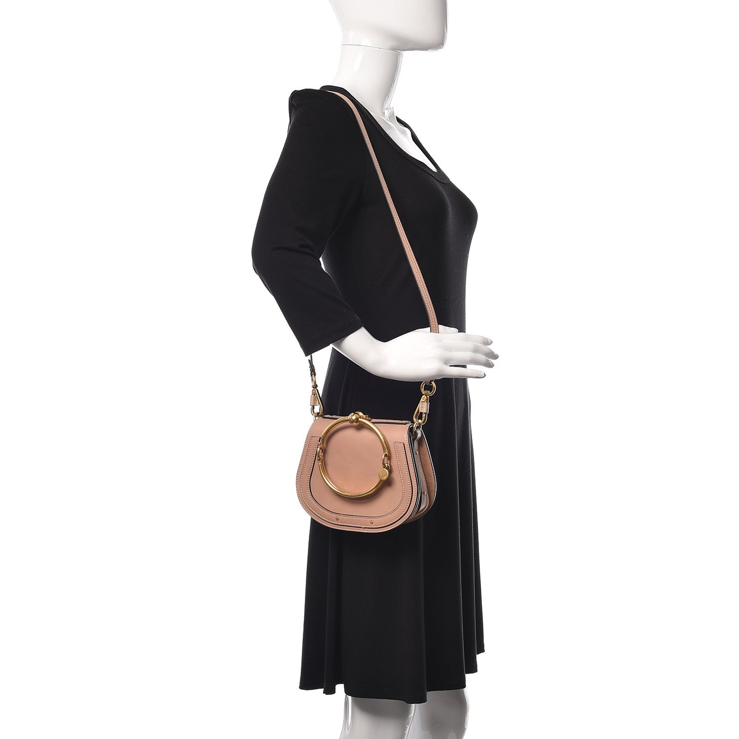 Calfskin Suede Small Nile Bracelet Bag Biscotti Beige
