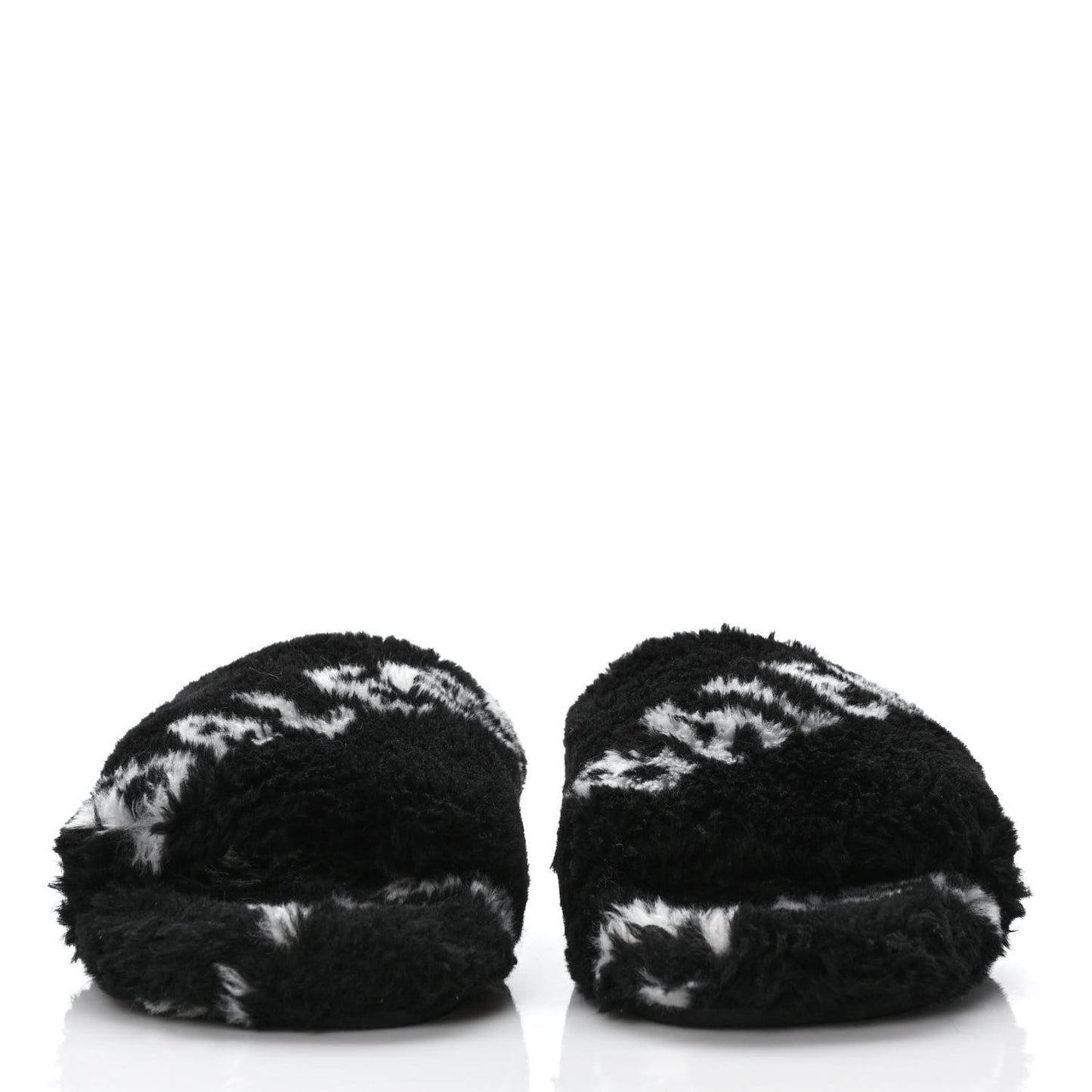 Fur Slide Sandals 37.5 Black White