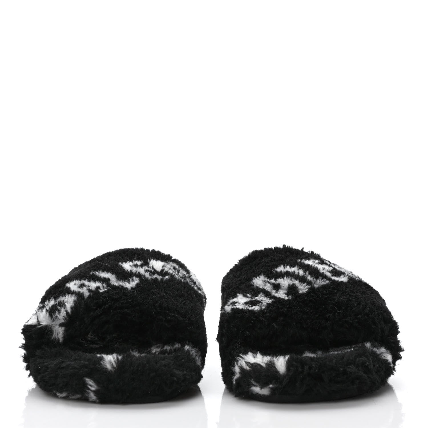 Balenciaga Fur Slide Sandals 37.5 Black White 2 of 7