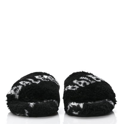 Balenciaga Fur Slide Sandals 37.5 Black White 2 of 7