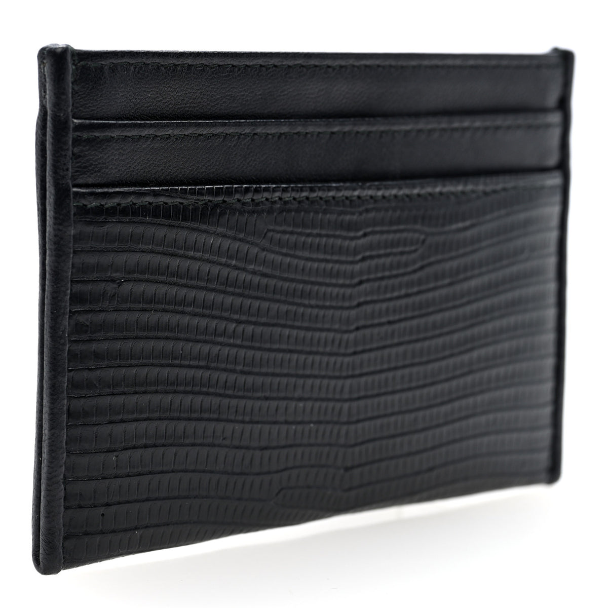 Chanel Calfskin Lizard Embossed Card Holder Black 3 of 8
