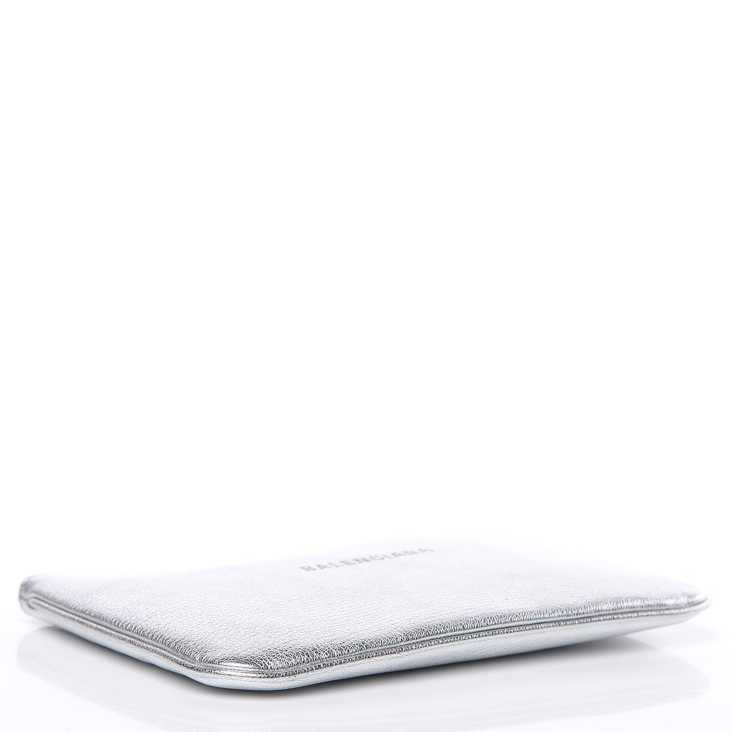 Metallic Goatskin Logo Large Everyday Zip Pouch Argent Black