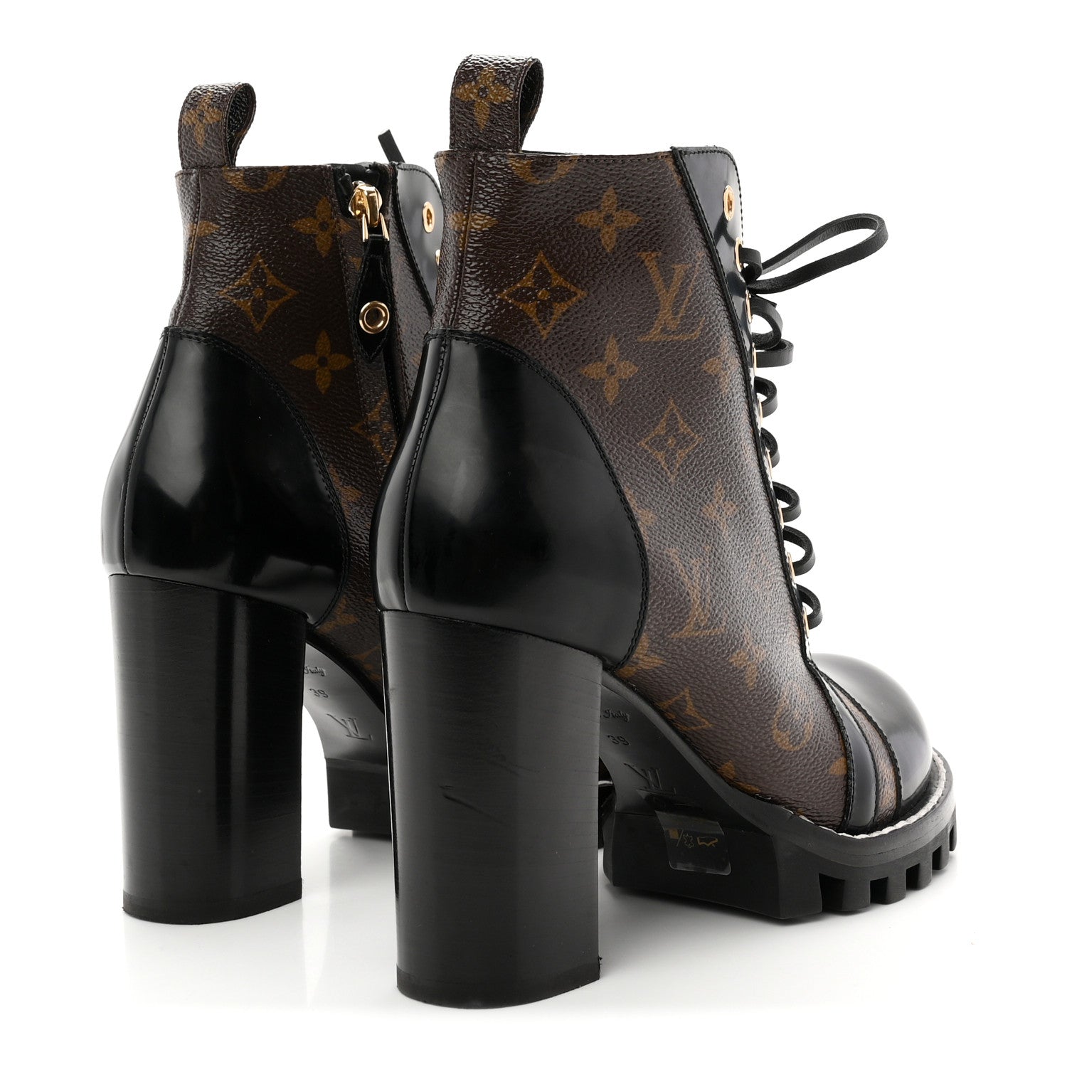 Louis Vuitton Patent Calfskin Monogram Star Trail Ankle Boots 39 Black 5 of 10