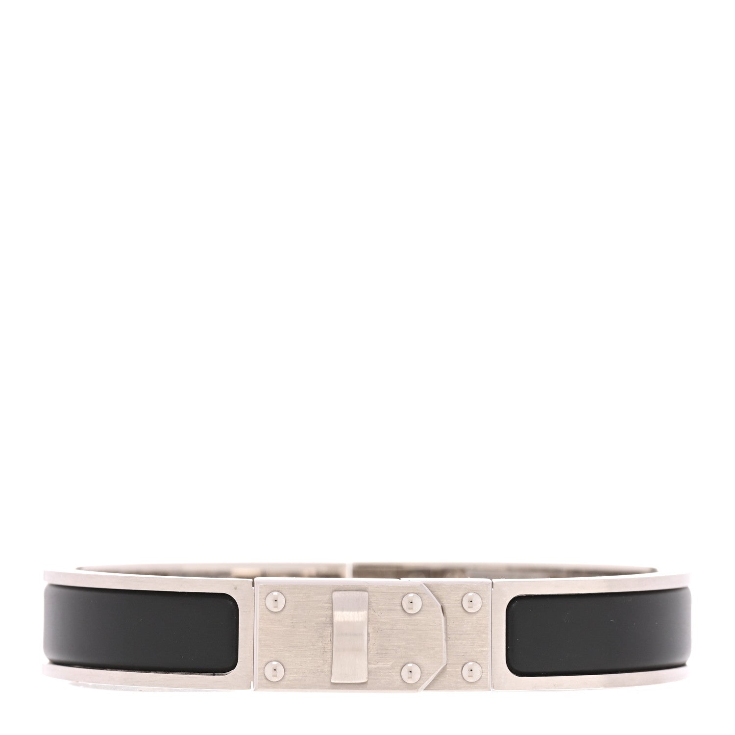 Hermes Matte Enamel Mens Kelly Bracelet T6 Black 1 of 5