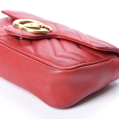 Gucci Calfskin Matelasse Super Mini GG Marmont Shoulder Bag Hibiscus Red 12 of 12