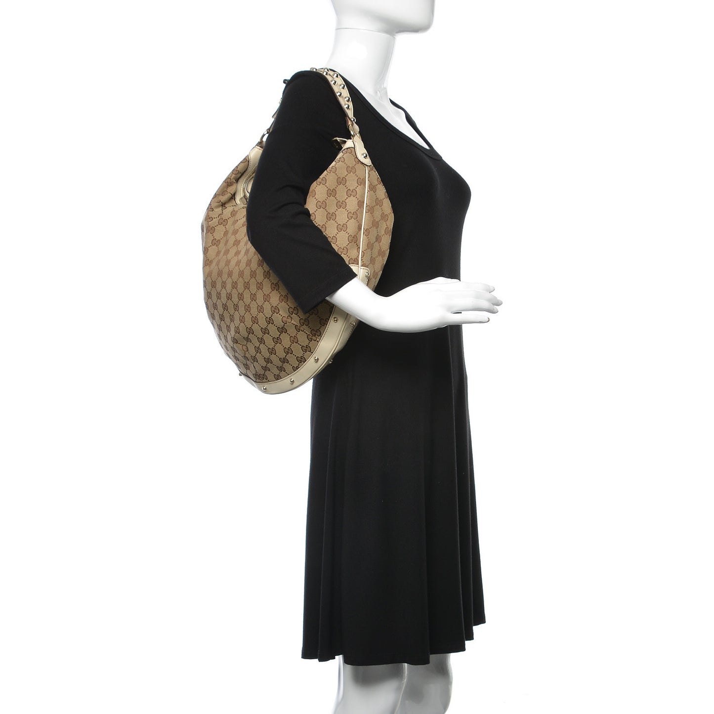 Monogram Large Biba Studded Hobo Off White