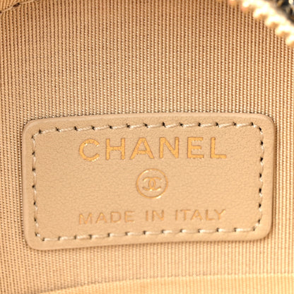 Chanel Tweed Shearling Round Clutch With Chain and Coin Purse Beige Black 8 of 12